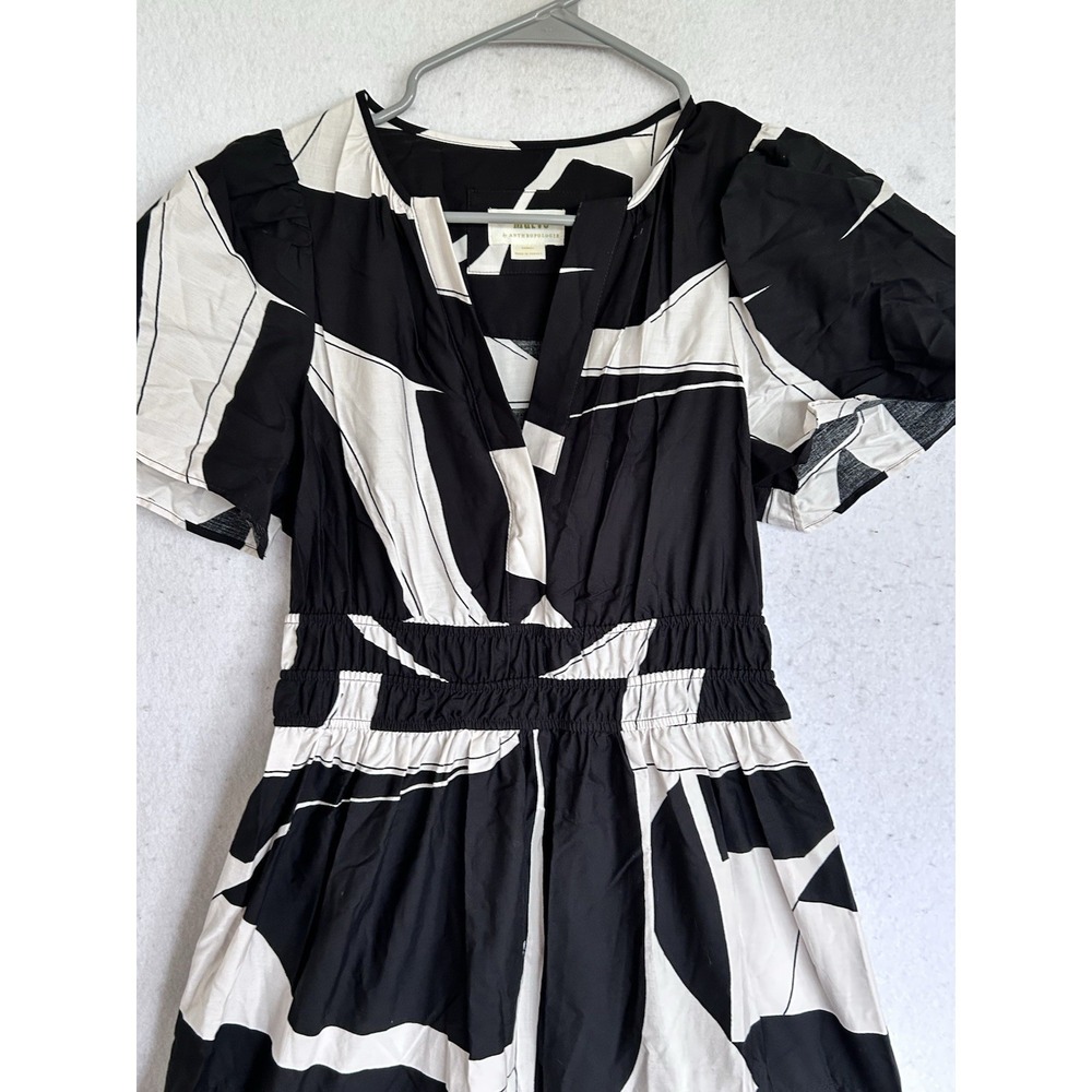 Anthropologie Maeve The Somerset Maxi Dress Black & White Geometric Print Sz XS - Picture 3 of 8